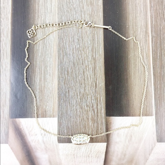 Kendra Scott Elisa light blue gold necklace - Picture 3 of 3